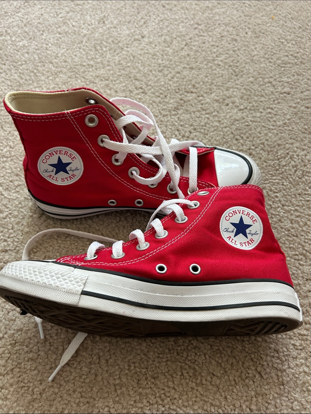 Converse High Top Canvas Sneakers - Red & White